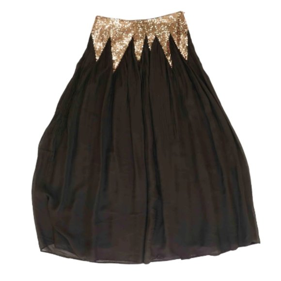 Cynthia Rowley Dresses & Skirts - CYNTHIA ROWLEY - Silk Black Solid Maxi Skirt w/Sequins